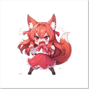 chibi fox girl angry Posters and Art